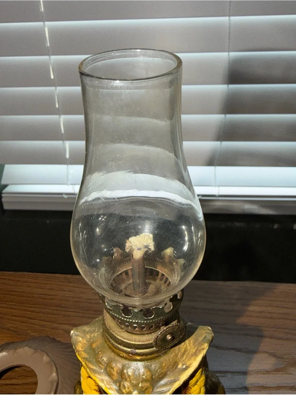 Vintage Owl Oil Lamp - Yellow & Brown Ceramic
